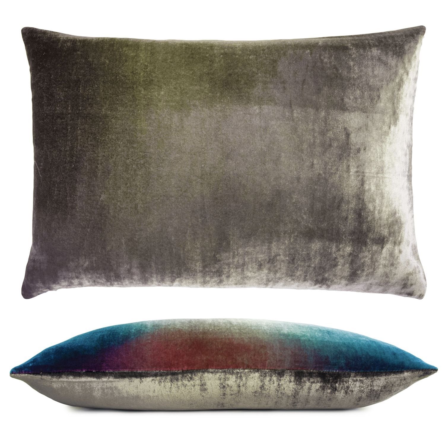 Fig Linens - Oregano/Peacock Two Tone Reversible Ombre Pillow by Kevin O'Brien Studio