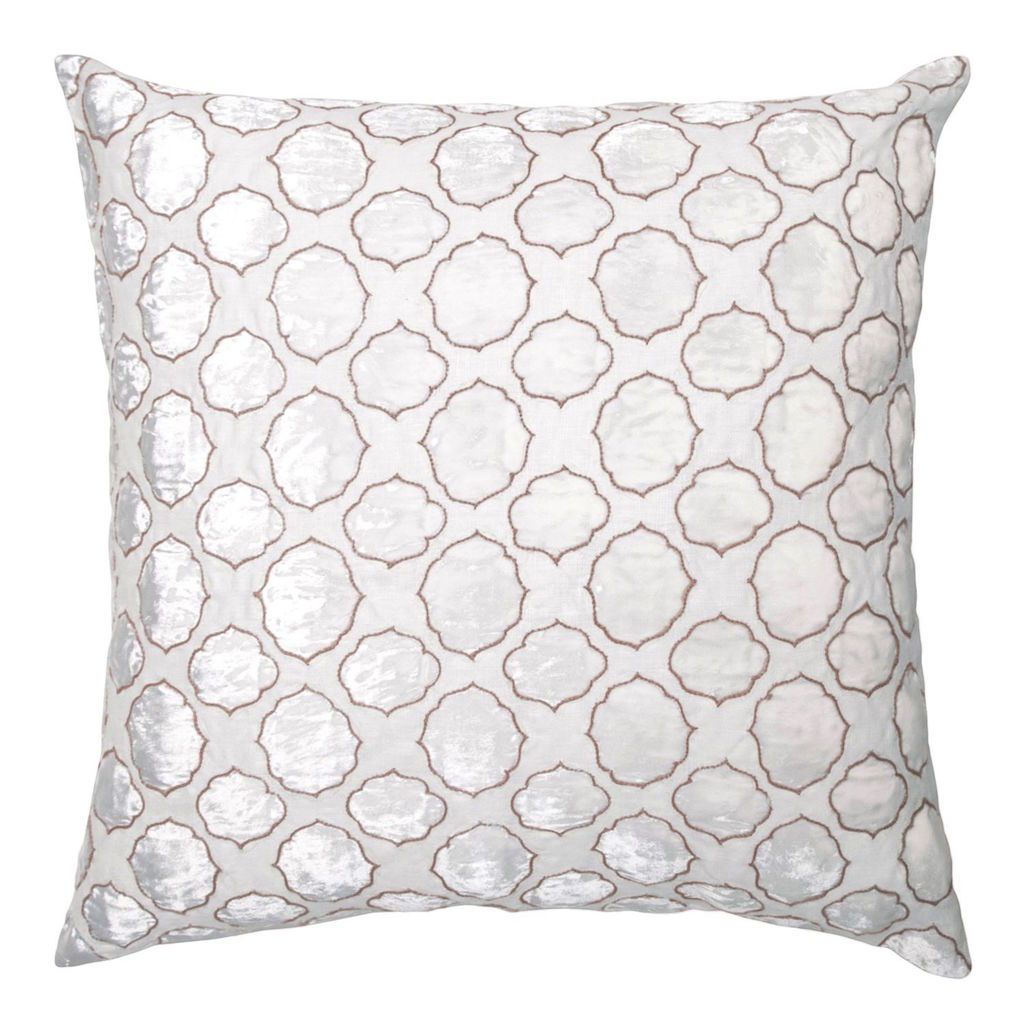 Fig Linens - Latte Tile Velvet Appliqué Pillow by Kevin O&#39;Brien Studio