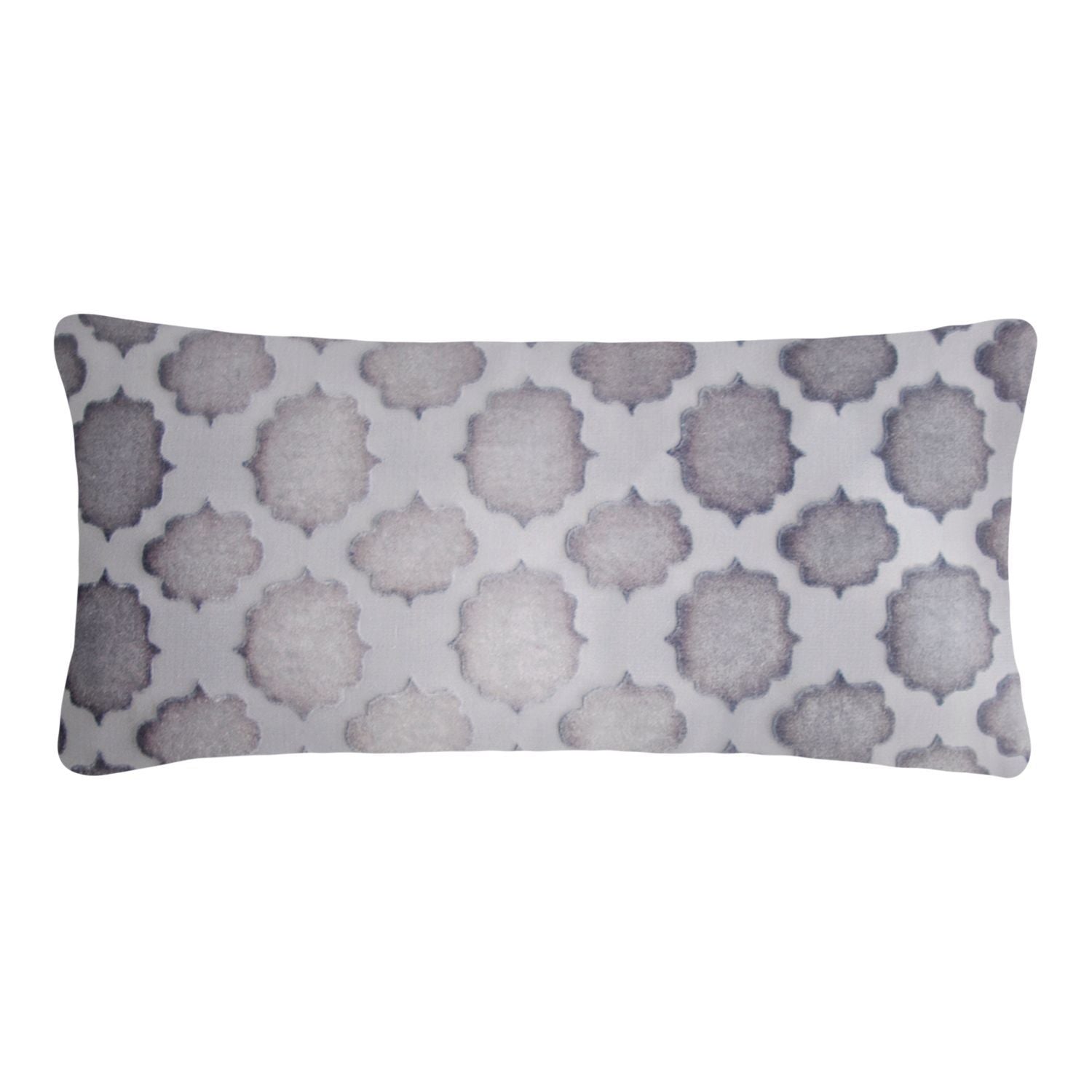 Mod Fretwork Silver Gray Velvet Boudoir Pillows by Kevin O’Brien Studio - Fig LInens