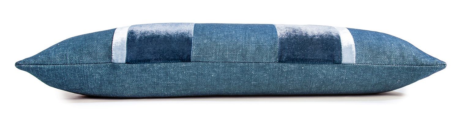 Fig Linens - Denim Stripe Oblong Throw Pillow by Kevin O'Brien Studio - Side