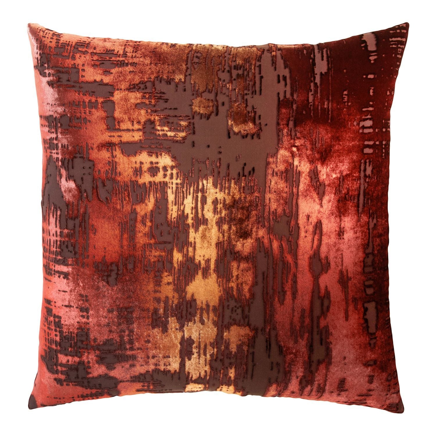 Fig Linens - Paprika Brushstroke Velvet Pillow by Kevin O'Brien Studio 