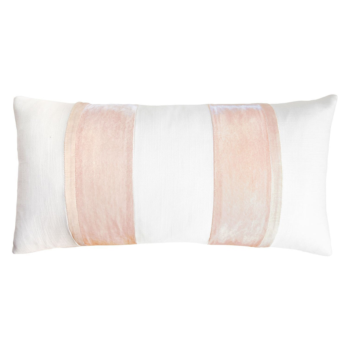Fig Linens - White &amp; Blush Stripe Oblong Throw Pillow by Kevin O&#39;Brien Studio