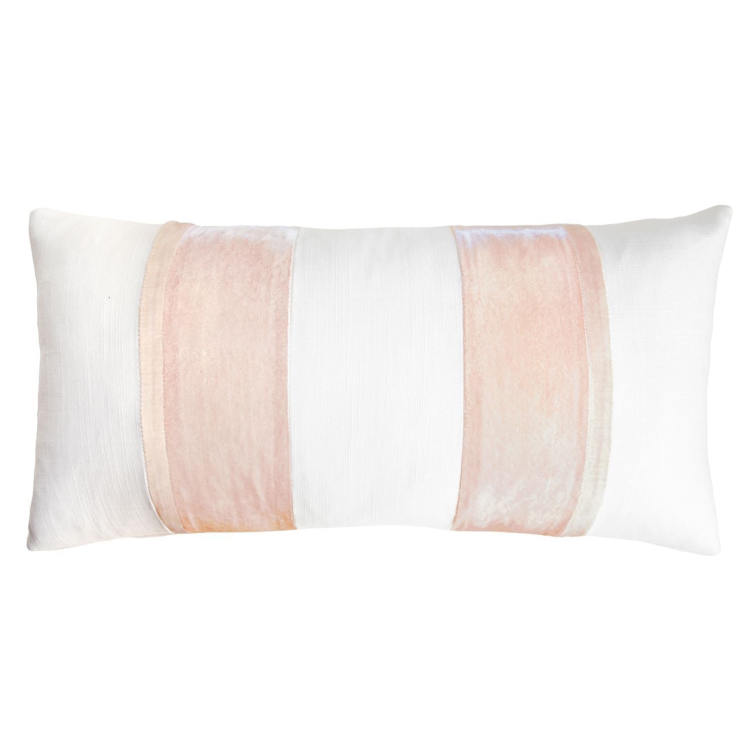Fig Linens - White & Blush Stripe Oblong Throw Pillow by Kevin O'Brien Studio