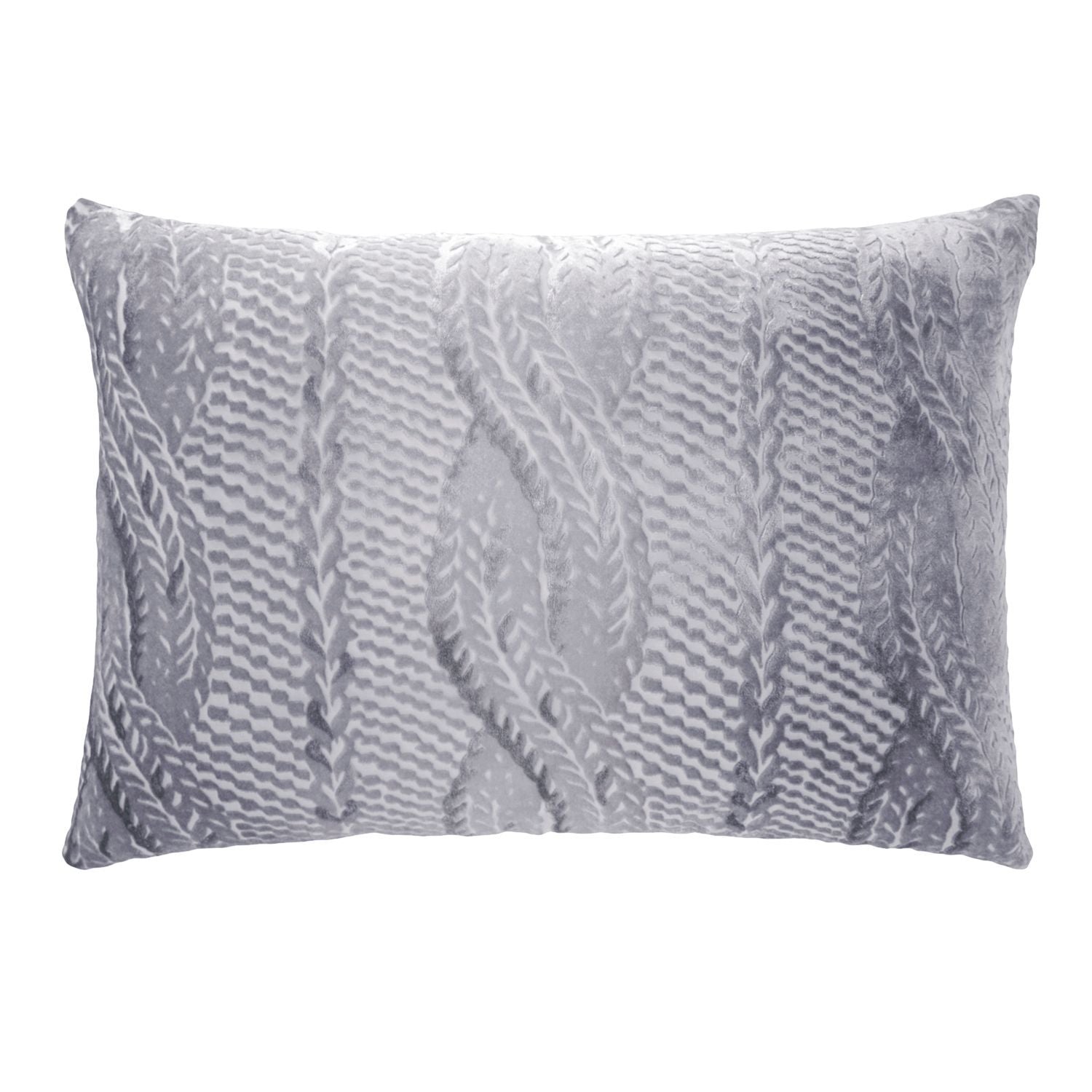 Silver Grey Cable Knit Velvet Pillow by Kevin O'Brien Studio  - Fig Linens