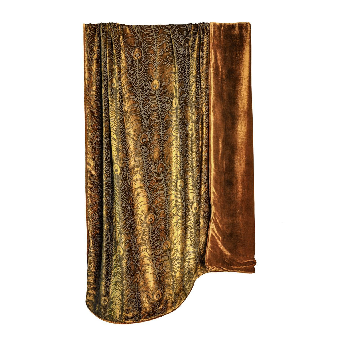 Copper Ivy Peacock Feather Velvet Throw by Kevin O&#39;Brien Studio 