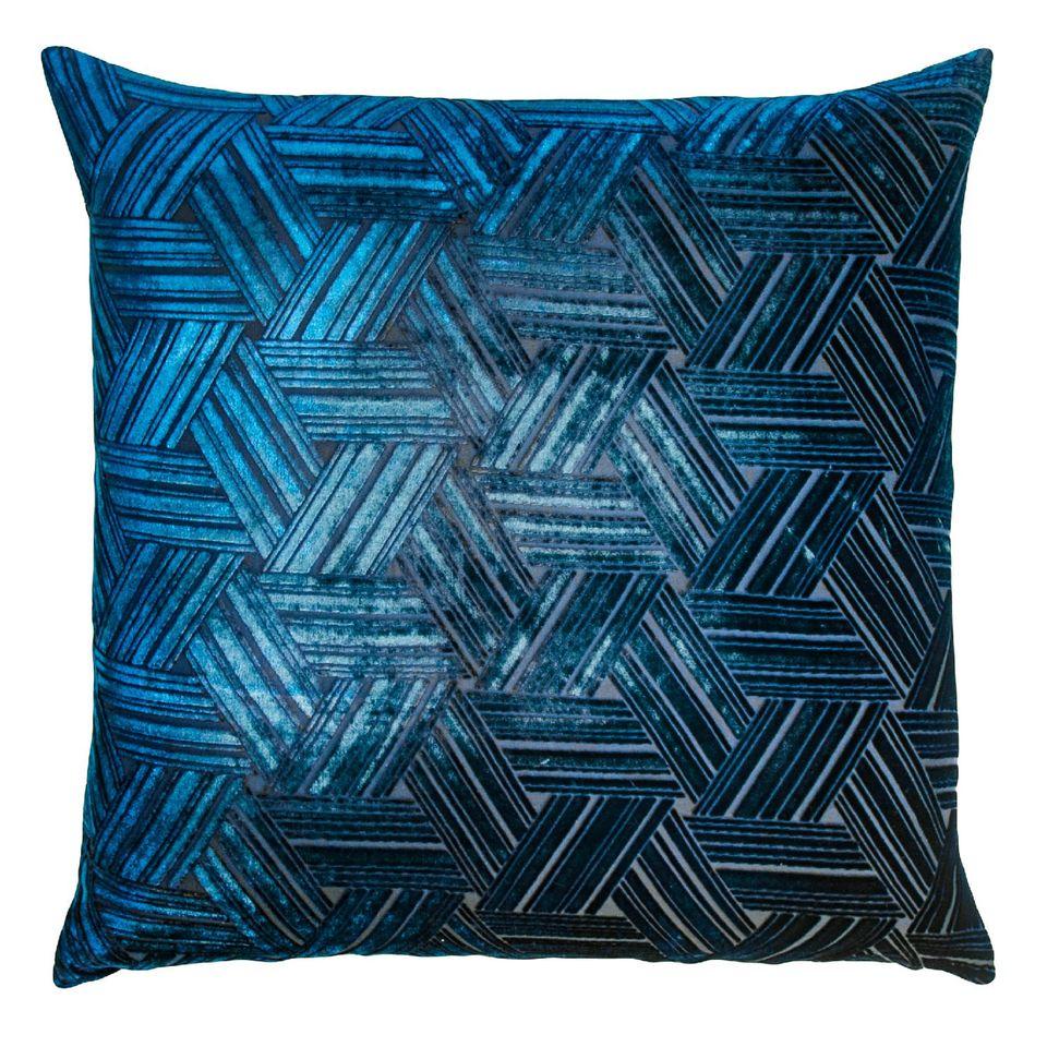 Fig Linens - Cobalt Black Entwined Velvet Pillow by Kevin O&#39;Brien Studio