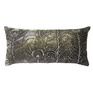Fig Linens - Oregano Peacock Feather Boudoir Pillow by Kevin O'Brien Studio