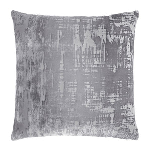 Fig Linens - Brush Stroke Silver Grey Velvet Pillows by Kevin O'Brien Studio