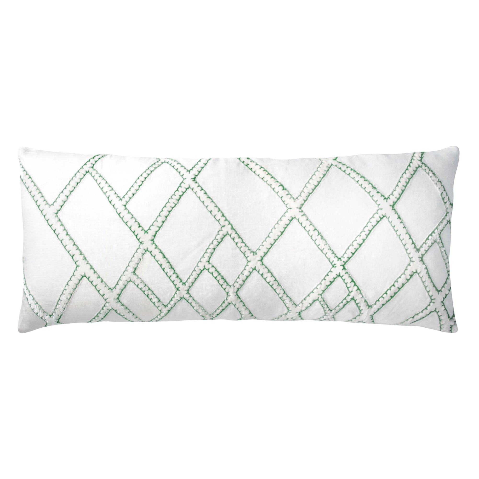 Fig Linens - Grass Net Velvet Appliqué Large Boudoir Pillow by Kevin O'Brien Studio
