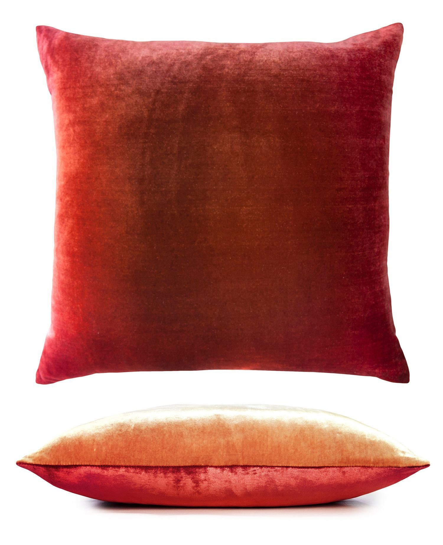 Fig Linens - Wildberry/Mango Two Tone Reversible Ombre Pillow by Kevin O'Brien Studio