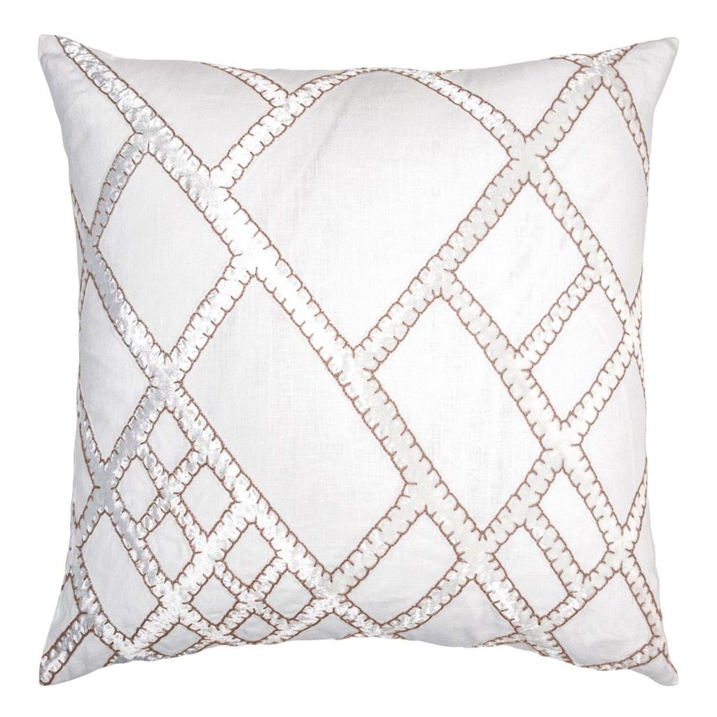 Latte Net Velvet Appliqué Pillow by Kevin O'Brien Studio | Fig Linens