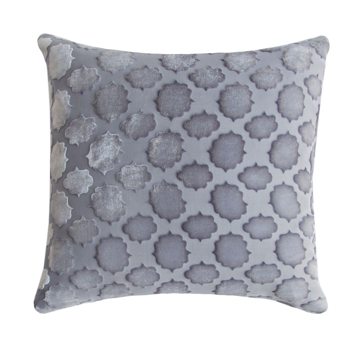 Fig Linens - Mod Fretwork Silver Gray Velvet Pillows by Kevin O’Brien Studio