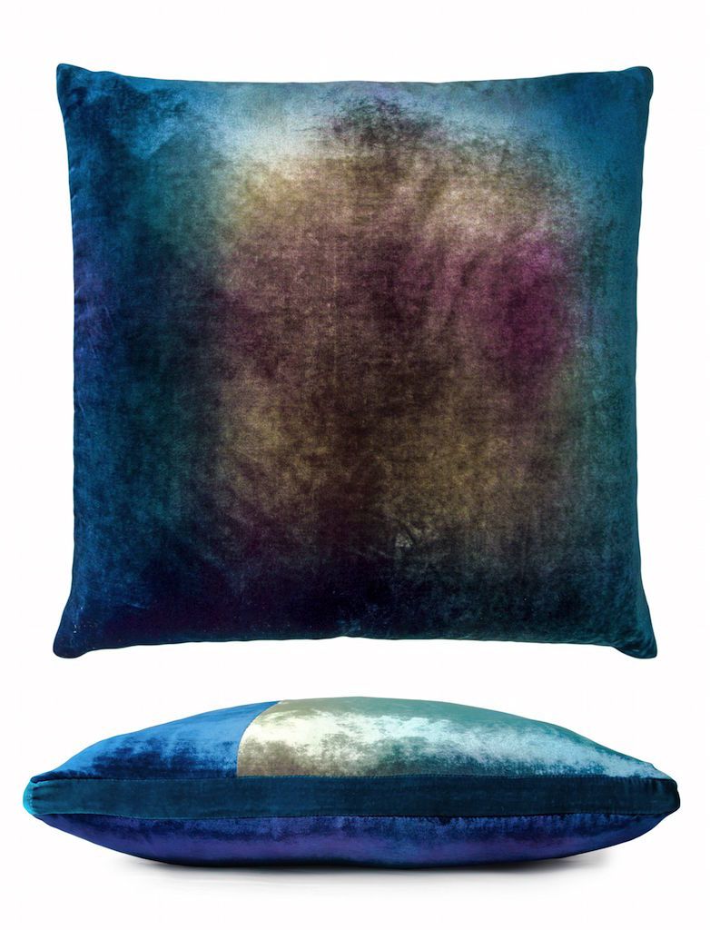 Kevin O'Brien Studio Peacock Velvet Color Block Pillow - Back - Fig Linens
