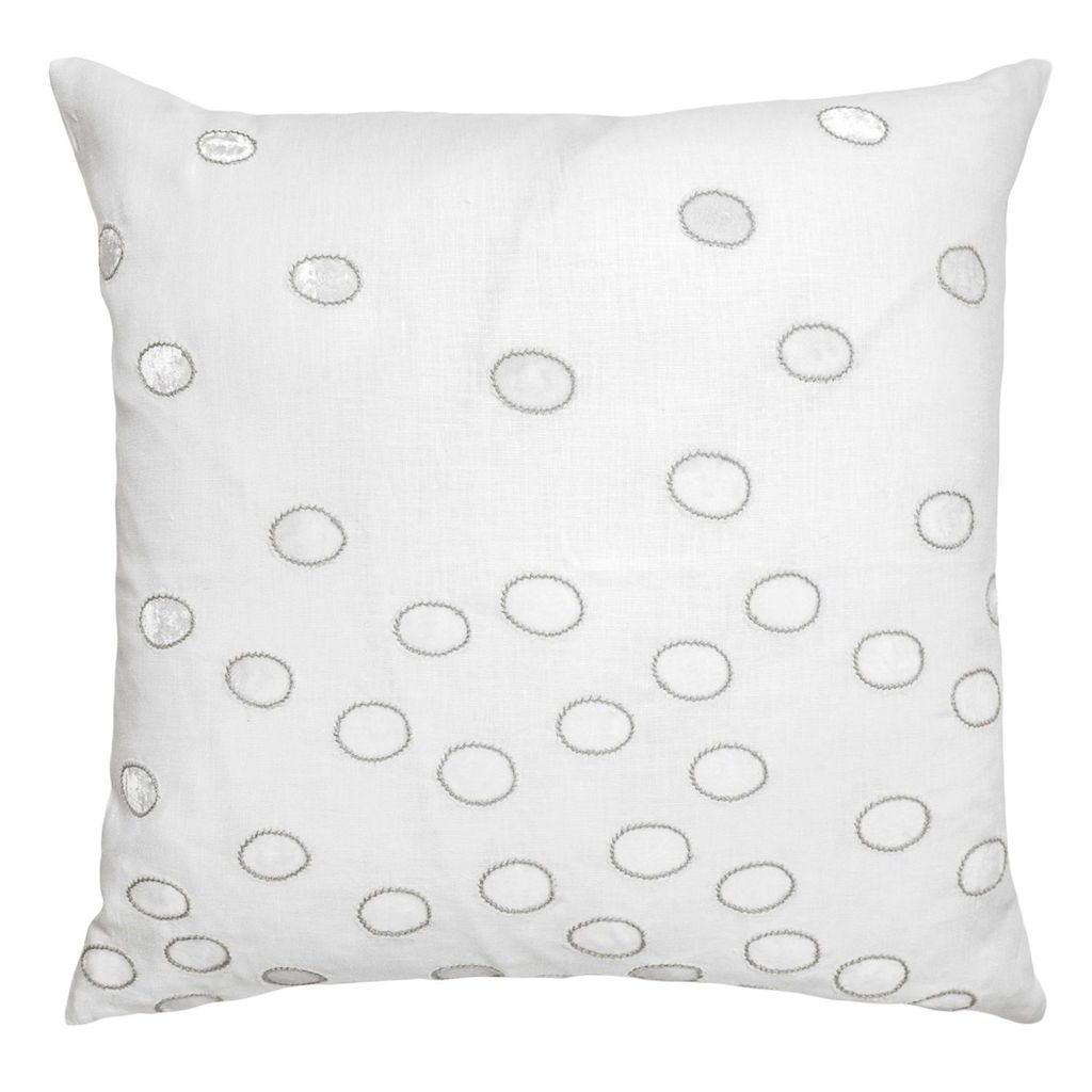 Fig Linens - Kevin O&#39;Brien Studio Ovals White &amp; Grey Velvet Appliqué Pillows 