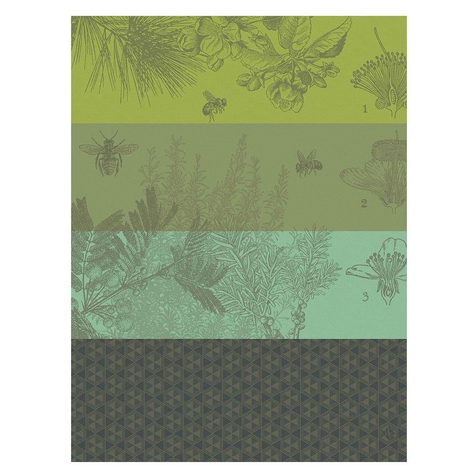 Miel de Fleurs Green Tea Towels by Le Jacquard Français | Fig Linens 