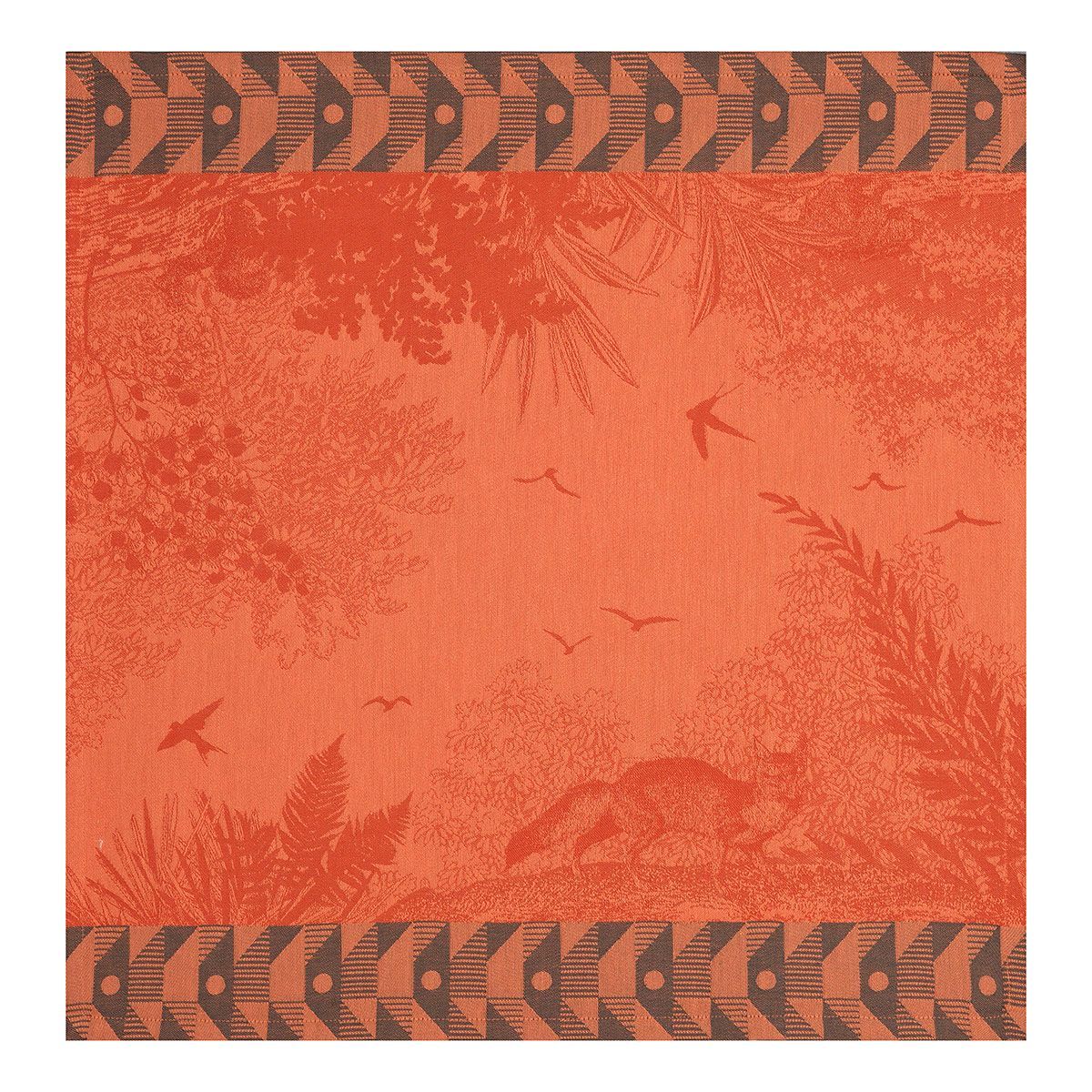 Fig Linens - Foret Enchantee Orange Table Linens by Le Jacquard Français - Napkin
