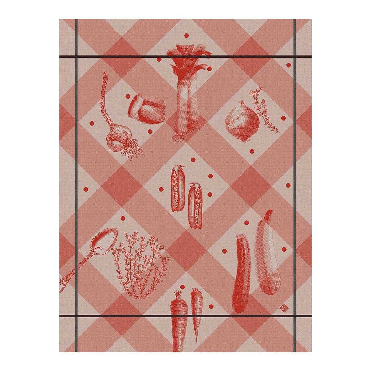 Legumes Au Jardin Red Tea Towels by Le Jacquard Français | Fig Linens