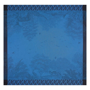 Fig Linens - Foret Enchantee Blue Table Linens by Le Jacquard Français - Small Square Tablecloth