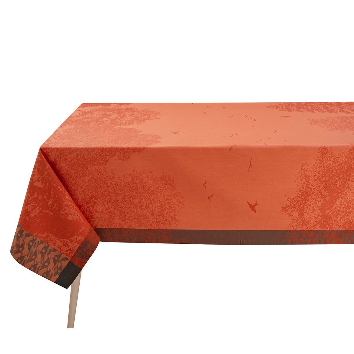 Fig Linens - Foret Enchantee Orange Table Linens by Le Jacquard Français - Tablecloth