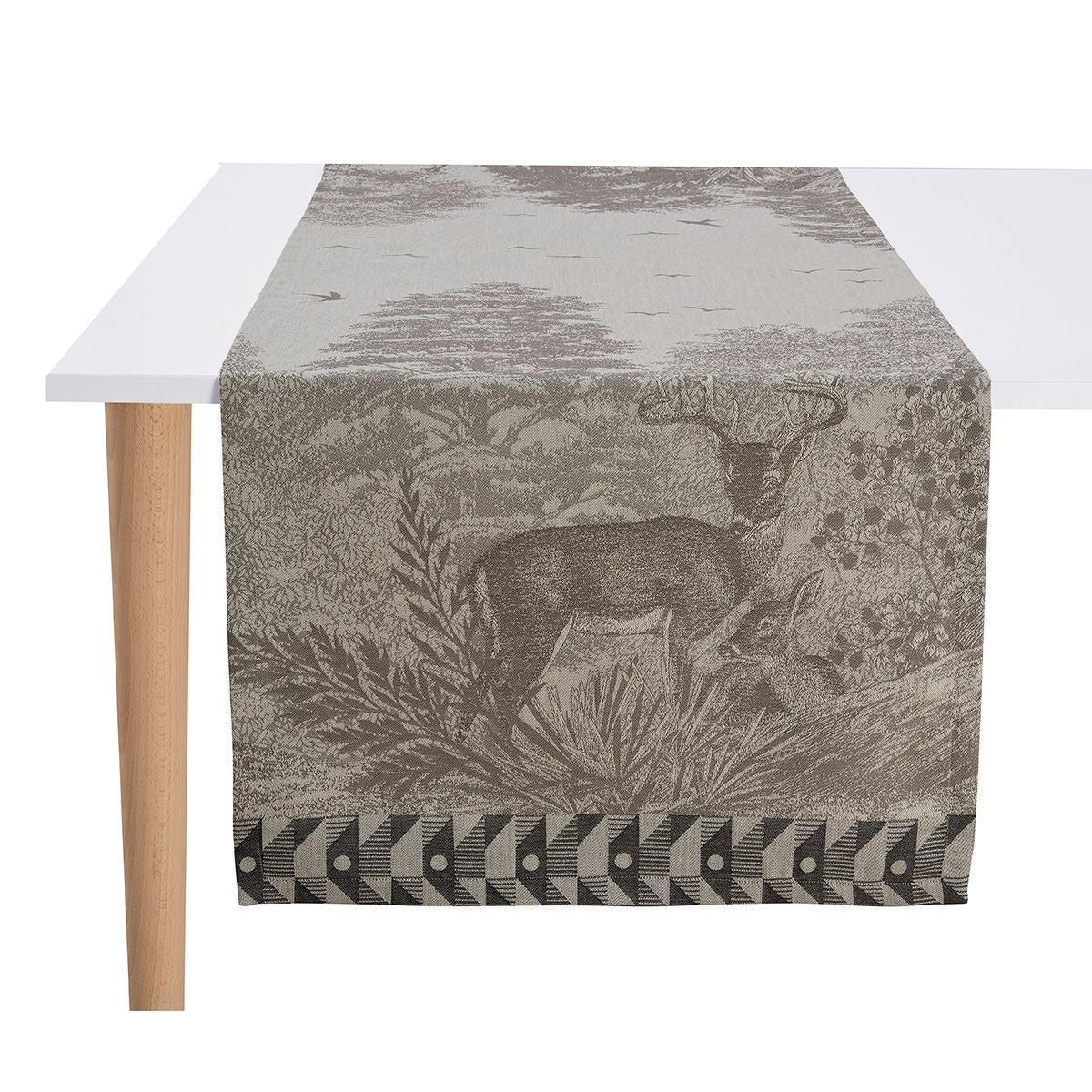 Fig Linens - Foret Enchantee Grey Table Linens by Le Jacquard Français - Table Runner