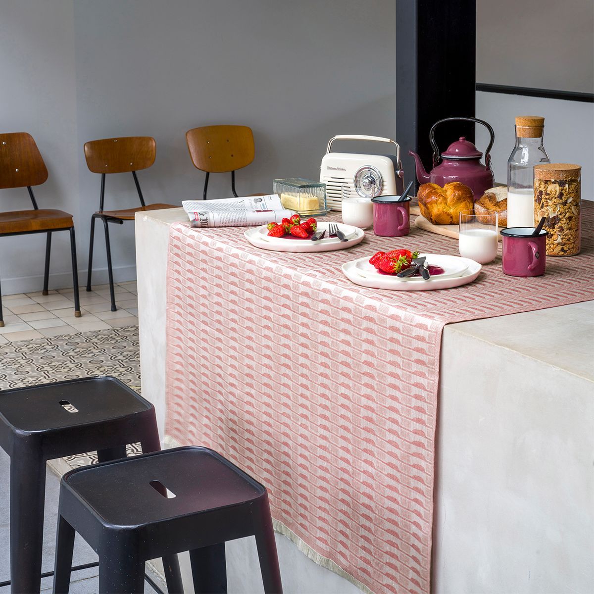 Casual Pink Nomad Tablecloth by Le Jacquard Français | Fig Linens