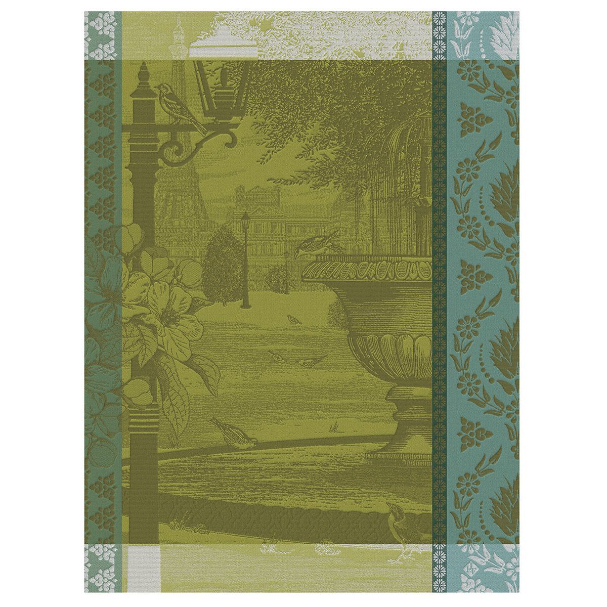 Jardin Parisien Green Tea Towels by Le Jacquard Français | Fig Linens