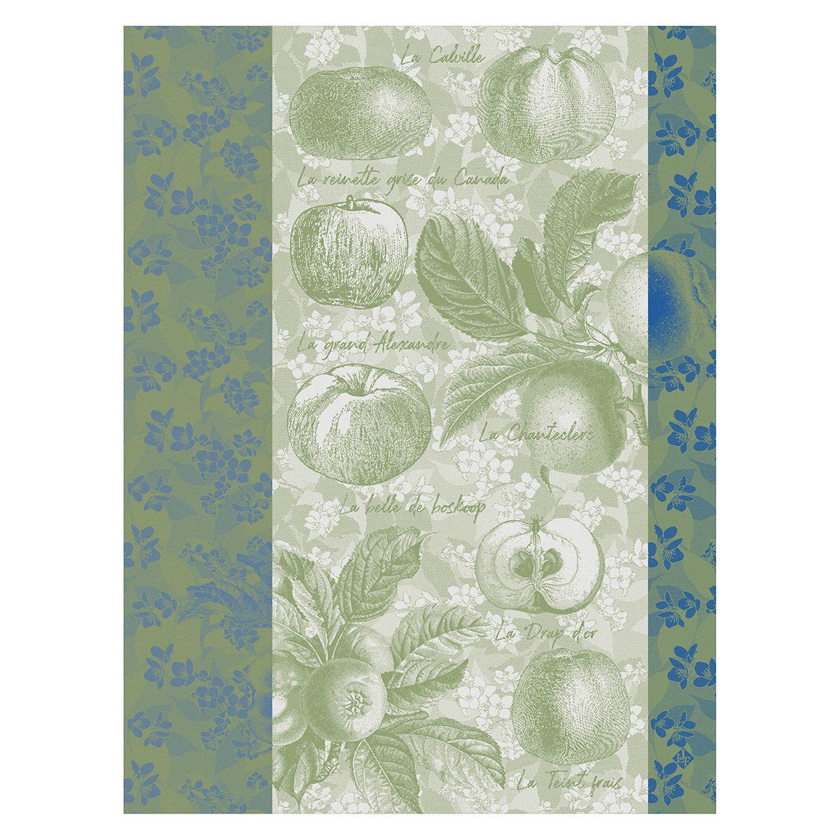 Fig Linens -Pommes a Croquer Green Tea Towels by Le Jacquard Français
