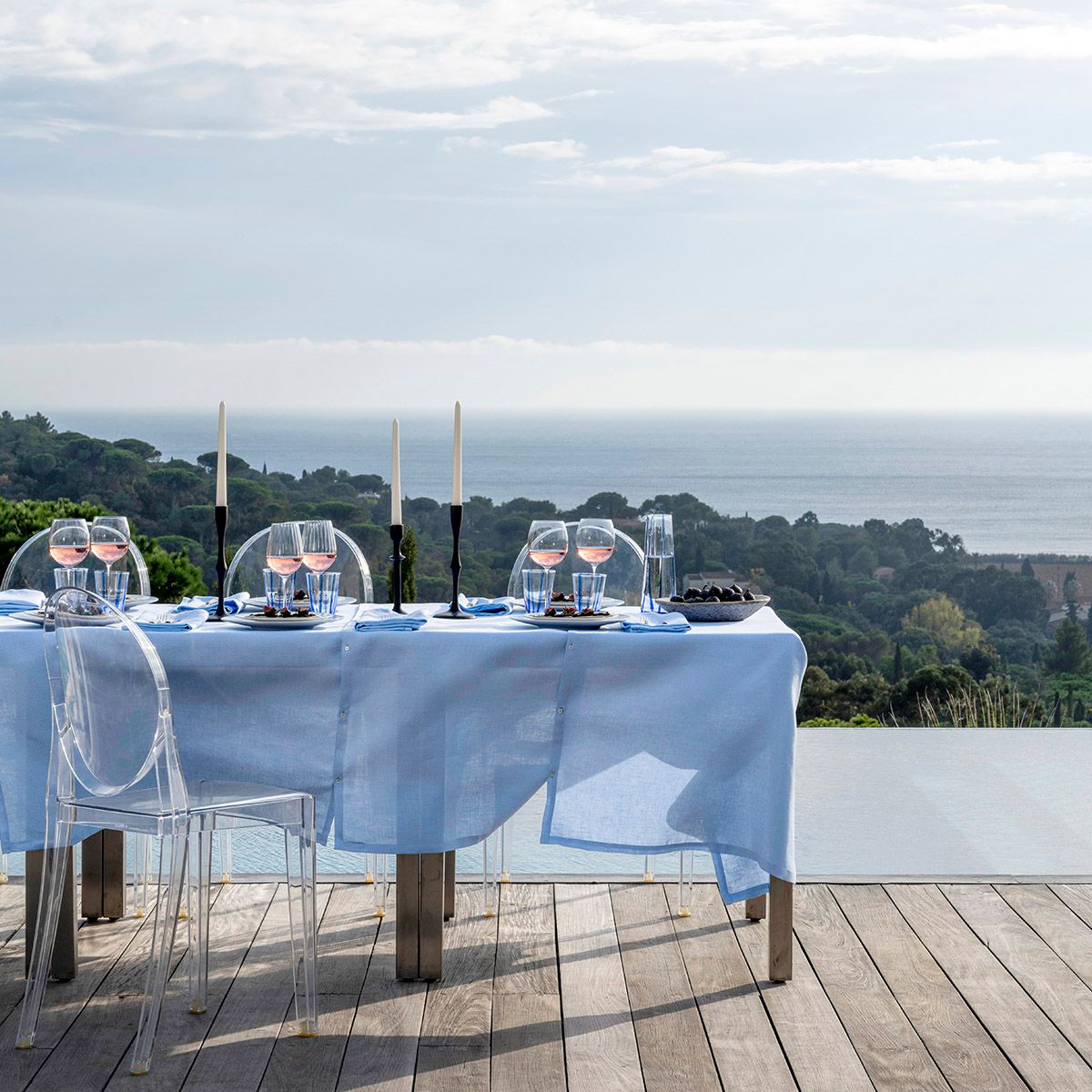 Portofino Blue Table Linens by Le Jacquard Français | Fig Linens