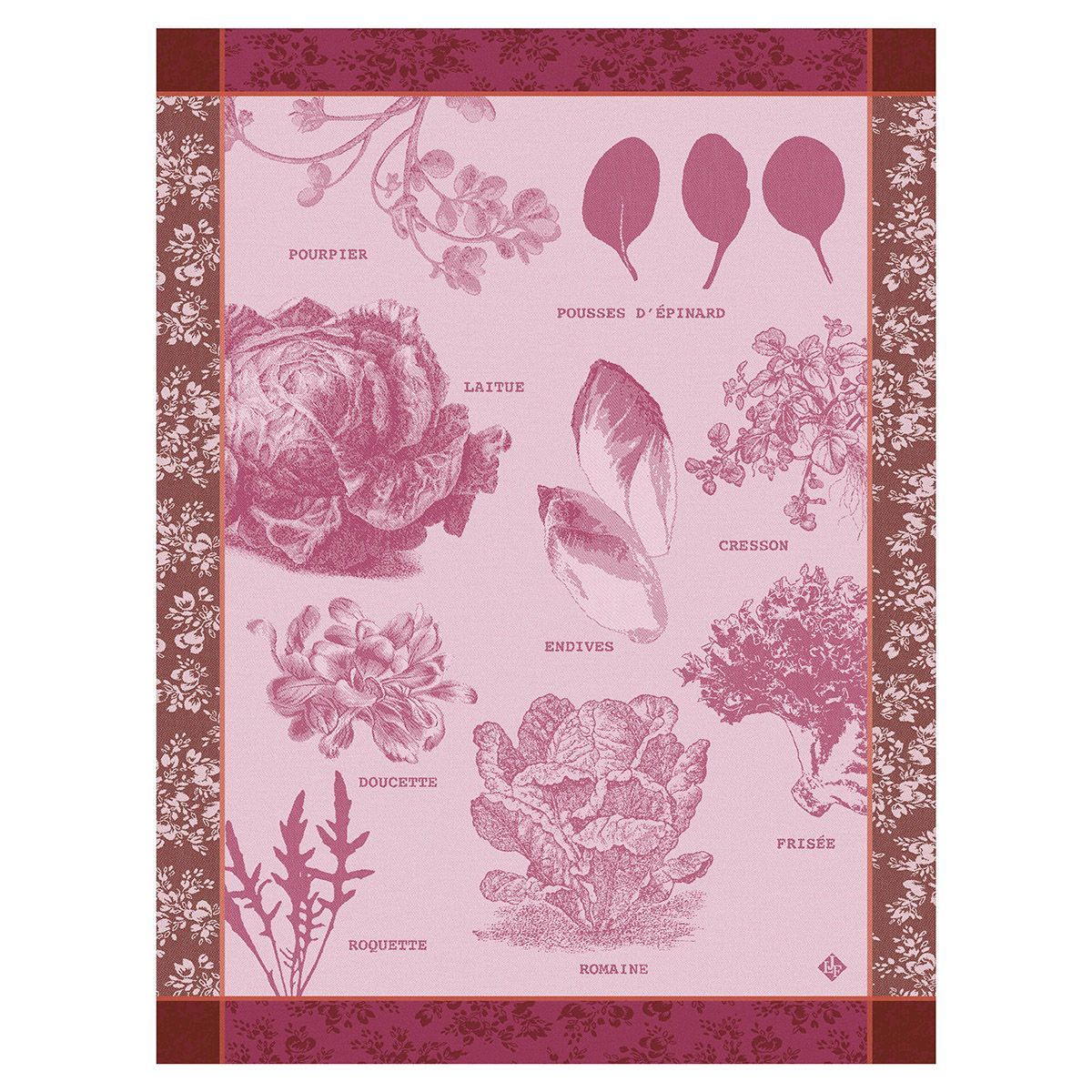 Salads Illustrées Pink Tea Towels by Le Jacquard Français | Fig Linens