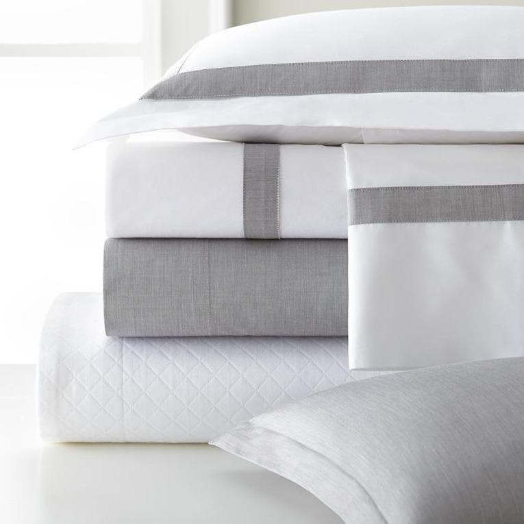 Positano Charcoal Chambray Borders Bedding by Legacy Home | Fig Linens