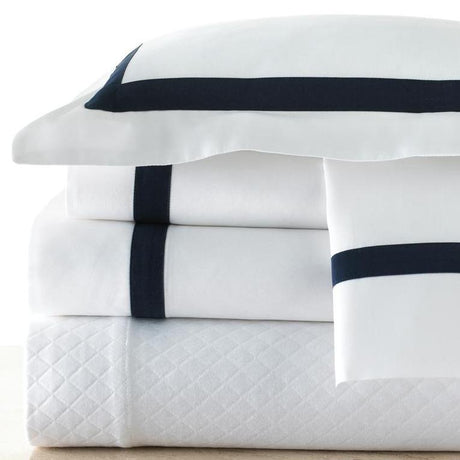 Sedona I White and Navy Percale Bedding by Legacy Home | Fig Linens and Home