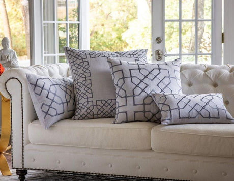 Fig Linens - Franco Grey Lumbar Pillow by Lili Alessandra - Lifestyle