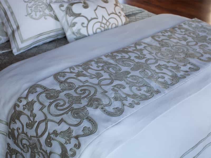 Mozart White &amp; Ice Silver Throw by Lili Alessandra | Fig Linens