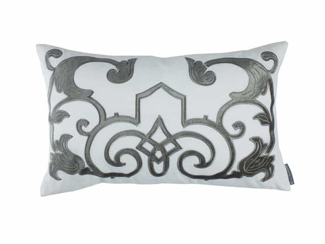 Mozart White & Silver Lumbar Pillow by Lili Alessandra | Fig Linens