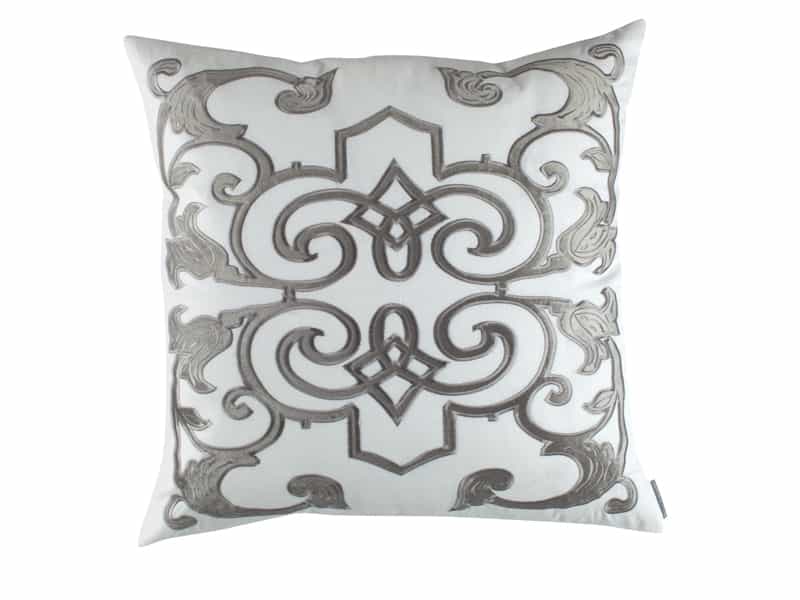 Mozart Square White &amp; Silver Pillow by Lili Alessandra | Fig Linens