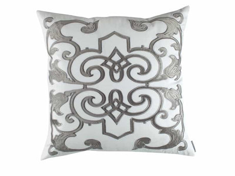 Mozart Square White & Silver Pillow by Lili Alessandra | Fig Linens