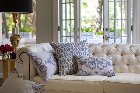 Fig Linens - Nina Grey Large Boudoir Pillow by Lili Alessandra - LIfestyle