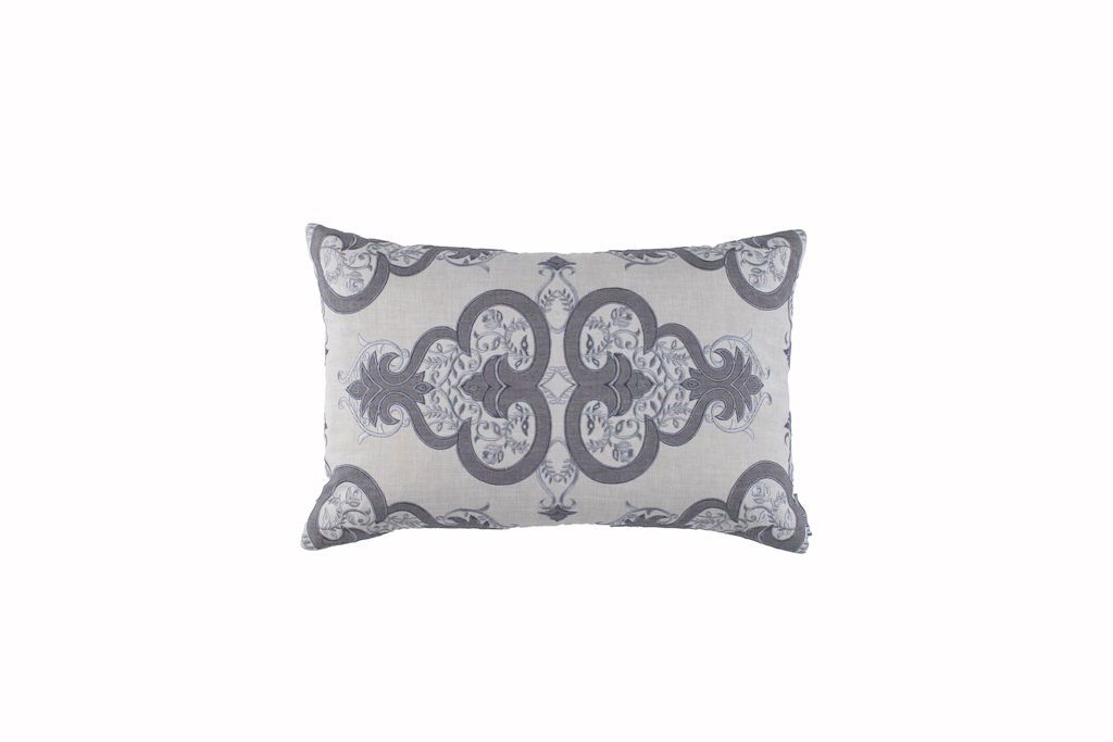 Fig Linens - Nina Grey Lumbar Pillow by Lili Alessandra