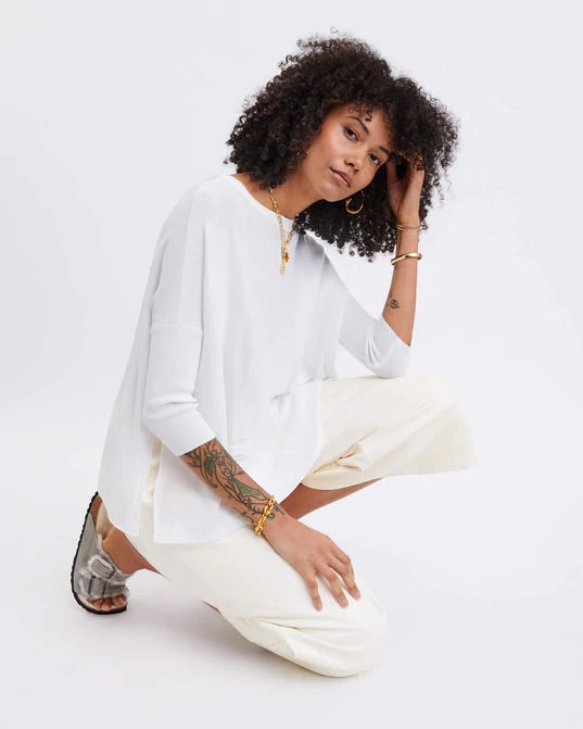 Catalina White Lightweight Sweater by Mer Sea | Fig Linens