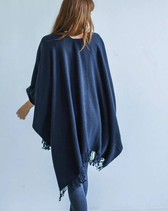 Back - Classic Navy Travel Wrap by Mer Sea | Fig Linens