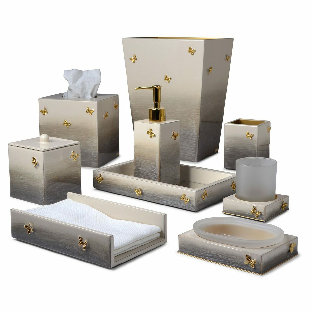 Breeze Natural & Gold Bath Accessories by Mike + Ally | Fig Linens