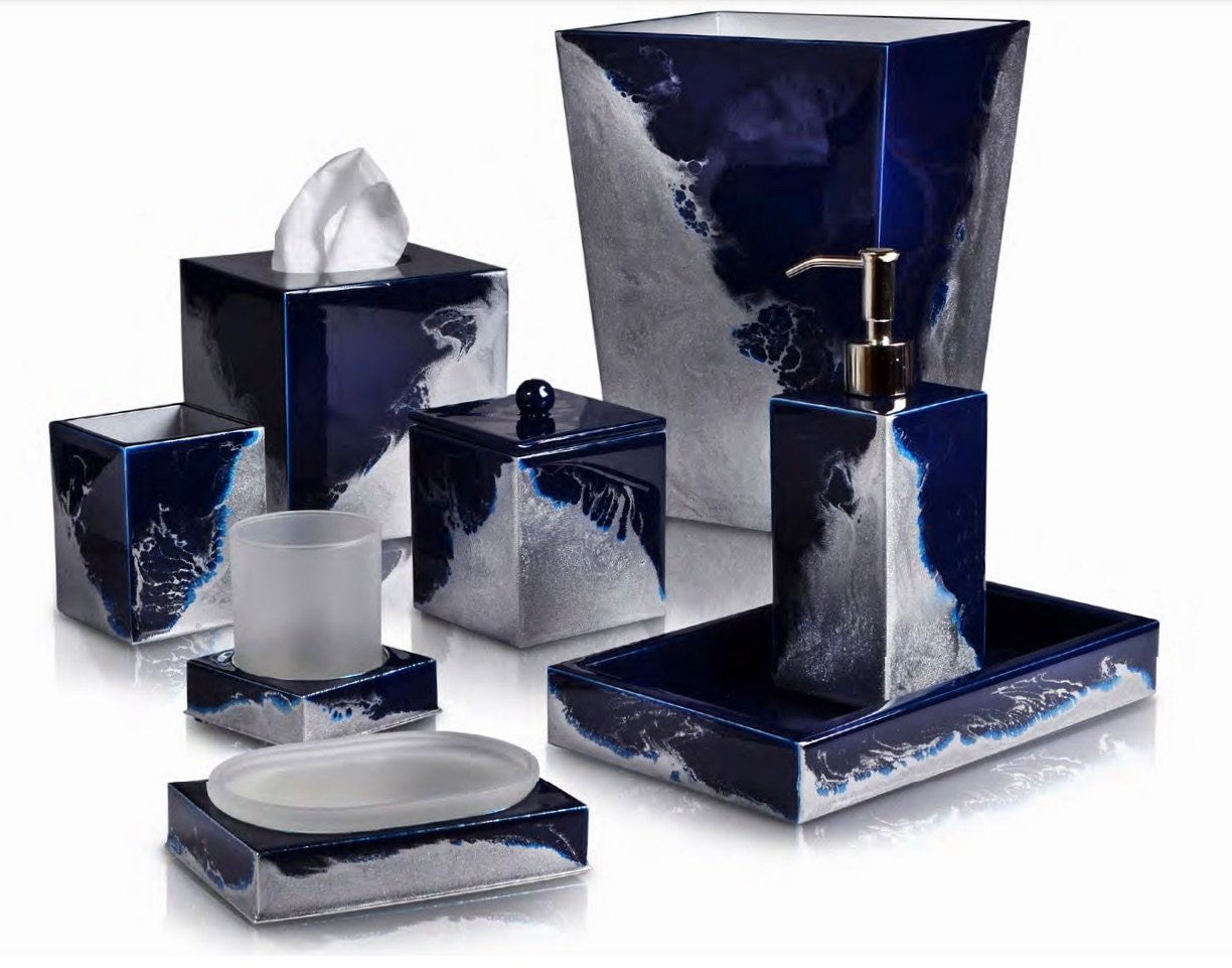 Lava Midnight & Silver Bath Accessories by Mike + Ally | Fig Linens and Home