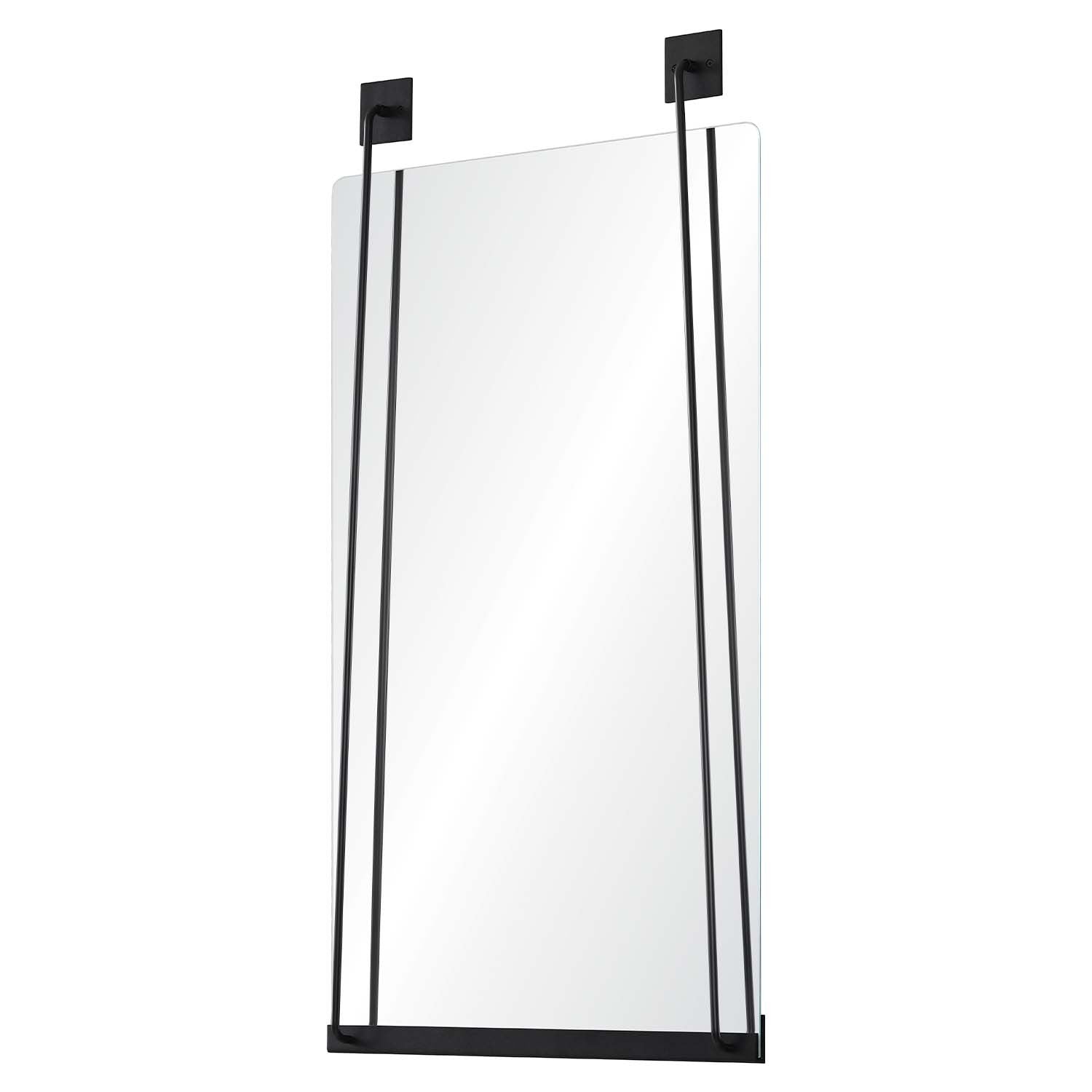Black Nickel Wall Mirror with Decorative Mounting Plates | Fig Linens 