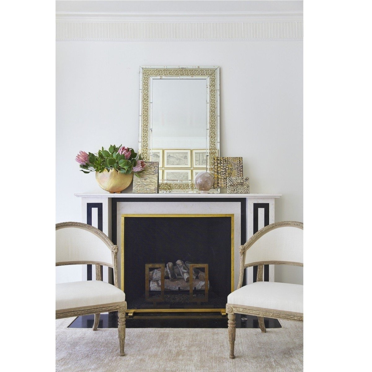 Fig Linens - Mirror Home Antiqued Mirror Framed Mirror with Gold Inlay by Suzanne Kasler - Lifestyle
