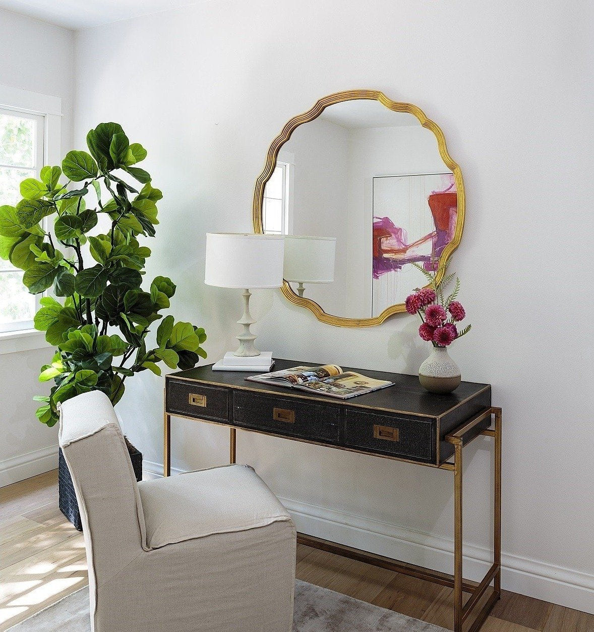 Mirror Image Home - Gold Leaf Round Chippendale Wall Mirror |  Fig Linens