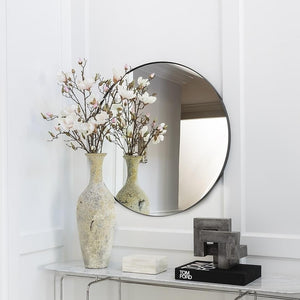 Fig Linens - Black Nickel Round Wall Mirror by Mirror Image Home - Lifestyle