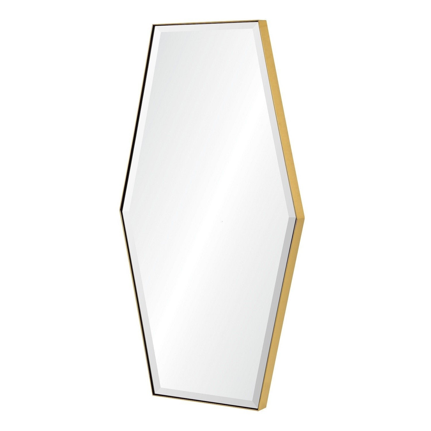 Fig Linens - Mirror Image Home - Burnished Brass Large Hexagon Mirror - Side