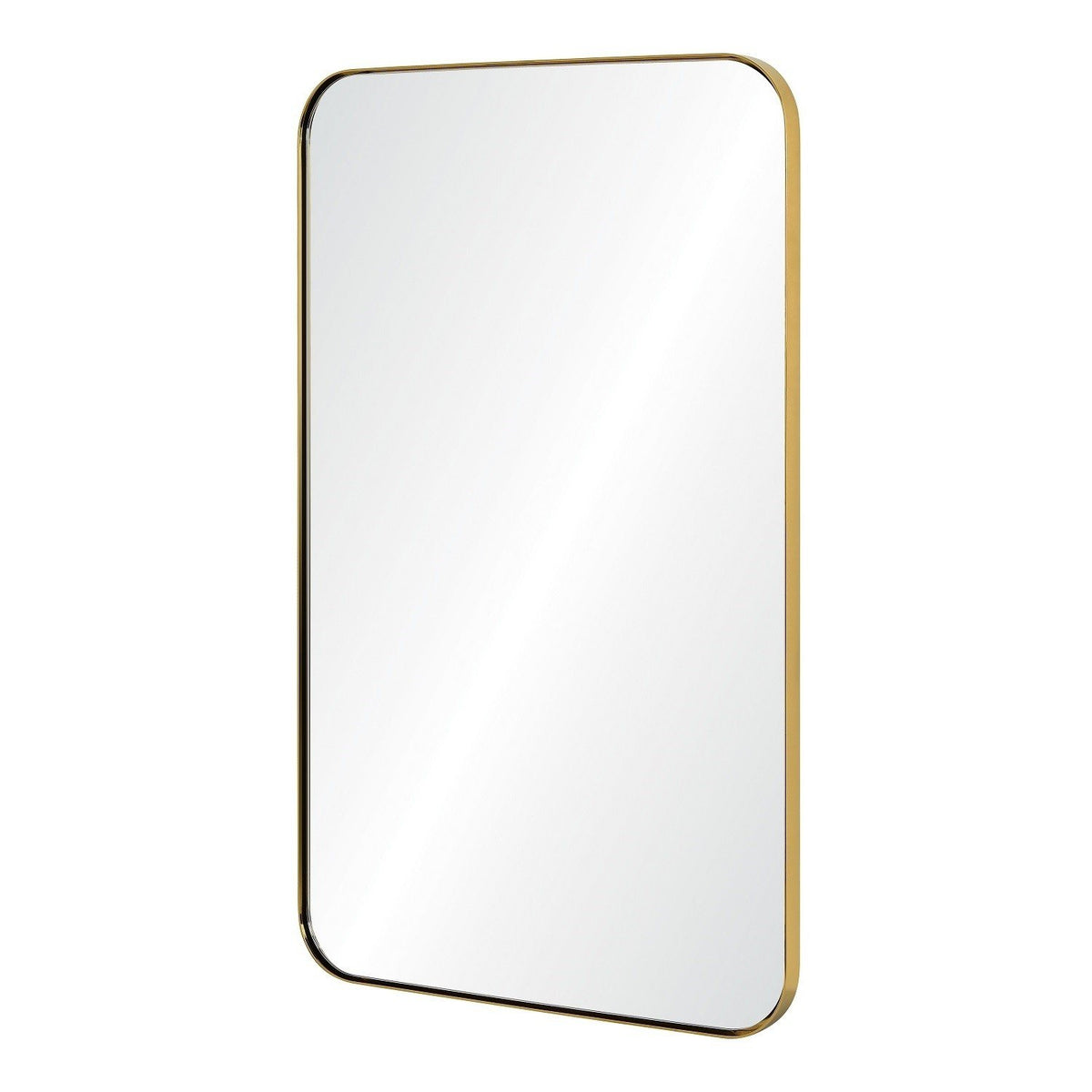 Fig Linens - Mirror Image Home - Burnished Brass Wall Mirror with Rounded Corners