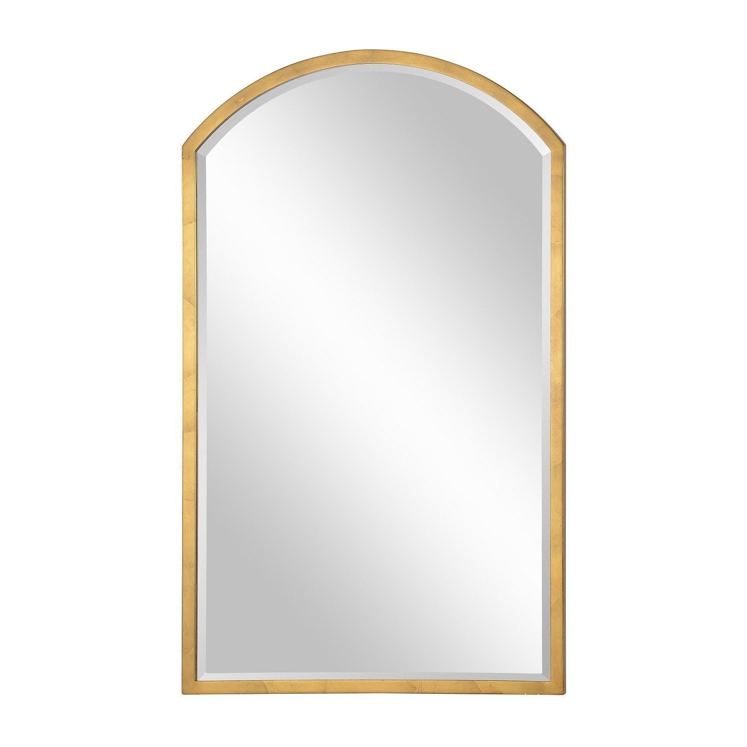 Fig Linens - Mirror Image Home - Distressed Gold Arched Wall Mirror 