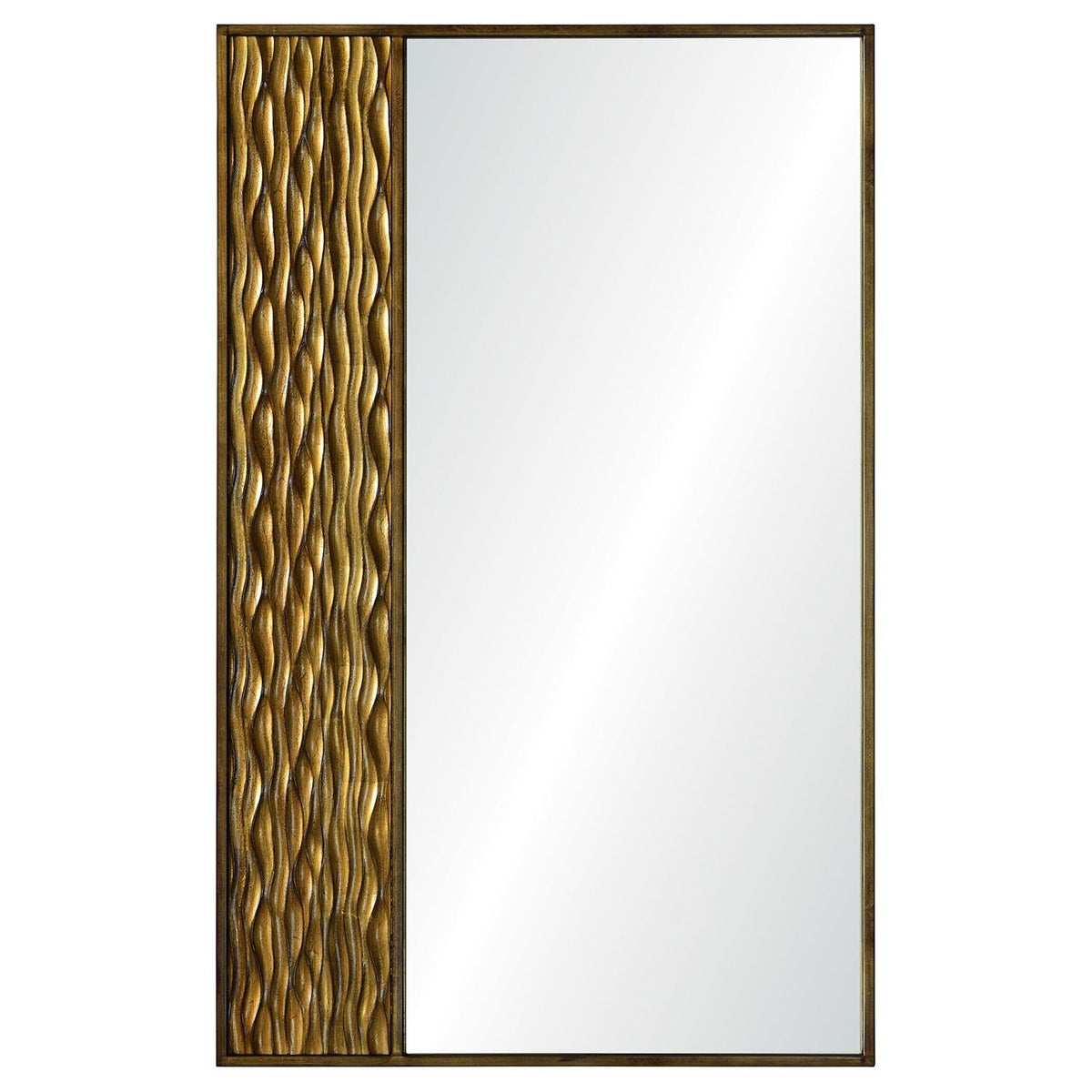 Planed Walnut &amp; Gold Wall Mirror by Jamie Drake | Fig Linens